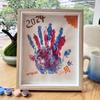 Marco de Fotos de Espécimen Montado con Huella de Mano de Madera para Niños Pigmento Hecho a Mano DIY Pareja Palma Almohadilla de Tinta Marco de Fotos Regalo de San Valentín