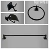 Comercio Exterior Transfronterizo Aleación de Zinc Negro Acero Inoxidable Juego de Accesorios para Baño Juego de Toallero Barra para Toallas Juego de Seis Piezas