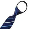 Corbata de Cremallera Rayada Azul para Hombre, Casual, Sin Nudo, Estilo Perezoso, Versión Coreana, 8cm, Ropa Formal de Negocios, Boda del Novio, Negro