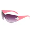 Gafas de Sol Europeas y Americanas Nuevas Y2K Mileniales Hot Girl Sin Marco Estrella de Cinco Puntas Una Pieza Estilo Aviador para Mujer