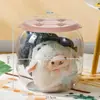 Cubo de Almacenamiento Transparente para Juguetes de Muñecas Plástico PP Sala de Estar Organizador Simple Tubo Taburete de Almacenamiento para Juguetes de Peluche con Tapa