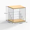 Caja de almacenamiento de modelo acrílico, soporte de exhibición apilable transparente de madera maciza para figuras y insignias, vitrina a prueba de polvo para Pop Mart