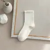 Meias Femininas Meia-Perna Meias de Renda com Estampa de Cogumelo para Primavera e Outono Estilo Japonês Versátil Meias Felpudas Outono e Inverno Meias JK Femininas