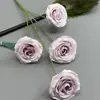 Flor Artificial Rosa Burbuja de 4 Cabezas de Tallo Cruzado para Arreglo de Escena, Decoración Realista de Alta Gama, Flor de Boda, Flor de Rosa