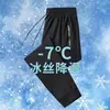 Calças de Seda de Gelo para Homens, Finas de Verão, Alta Elasticidade, Respiráveis, Largas, Tamanho Grande, Calças Retas Casuais Esportivas para Exterior