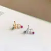 Presilhas de Orelha com Pedras Coloridas Dopamina, Novo Design de Nicho de Verão, Luxo Leve, Brincos Elegantes e de Alta Qualidade para Mulheres