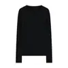 Suéter de Lana 100% Pura Hilo Fino para Mujer, Cuello Redondo, Corte Ajustado, Camiseta Base Delgada, Suave y Ceñido, Suéter Versátil de Forro Polar Rayado