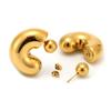 Pendientes redondos en forma de C Oumika con bolitas de acero fino y alta textura, dos formas de llevar, estilo exagerado europeo y americano, venta al por mayor