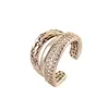 Design Único Geométrico Multicamadas Café Dourado Zircônia Incrustada Ear Cuff para Mulheres Moda Simples Diário Versátil Joia de Orelha