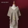 As Flores do Outro Lado do Rio ~ Cachecol 100% Lã para Mulheres, Novo Estilo de Inverno, Bordado Exquisito, Presente para Mãe, Xale de Outono e Inverno