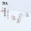 Brincos de tarracha em prata de lei s925 ano do rato femininos com diamantes completos Brincos de ano animal estilo coreano fofo Brincos de rato requintados entrega em peça única