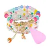 Pulseira de Contas Coloridas com Pedras Etnicas Boêmia Pingente de Zircônia Pulseira Multicamadas de Contas de Pedra Natural Venda Direta da Fábrica