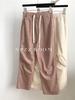 2024 Principios de Otoño/Vintage Pantalones Rectos Plisados Casuales para Mujer Estilo Americano Cintura Alta Cordón Pierna Ancha Pantalones Holgados Monos Trendy