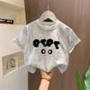 Camiseta de Manga Corta para Niño Verano 2025 Nueva para Niños Medianos y Grandes con Degradado Tops Casuales de Verano de Media Manga para Niñas t