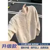 Cárdigan de punto de cachemira retro estilo americano con cuello redondo, corte casual y holgado, adecuado tanto para hombres como para mujeres, perfecto para el invierno