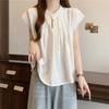 Camisa Zen de Diseño, Camisa de Verano para Mujer de Estilo Chino Nuevo, Nicho Francés Blanco de Manga Corta, Top Holgado de Estilo Chino