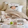 Contador sin conexión 60 algodón grueso lijado cuatro piezas algodón retro flores rotas francesas sábanas de cama otoño e invierno funda de edredón
