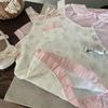 Gran Venta No Reembolsable y No Intercambiable [Pide con Racionalidad] Falda con Tirantes Floral para Niña de Primavera y Otoño + Camisa con Cuello de Muñeca