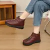Zapatos de Algodón Nuevos de Invierno para Madres de Mediana Edad y Mayores Botines Cortos de Estilo Chino Retro para Mujer Zapatos de Algodón Cálidos Engrosados para Mujeres de Mediana Edad y Mayores