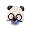 Gorro para bebé para otoño e invierno, lindo diseño de perro con gafas, gorro de lana unisex para niños, gorro de punto cálido tipo jersey, gorro con protección para orejas para niños