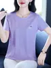 Camiseta de manga corta con cuello redondo para mujer, nuevo estilo de verano, elegante, adecuada para madres de mediana edad y mayores, transpirable, corte holgado, deportiva, top ligero