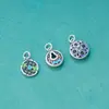 Plata Pura S999 Retro Nuevo Chinoiserie Cloisonné Azul Quemado Nudo Chino Loto Tendencia Nacional Pulsera DIY Accesorios de Plata