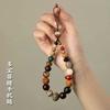 Cadena para Teléfono Móvil Lanyard Bodhi de Dieciocho Segmentos Multi-Tesoro con Llavero Corto Estilo Chino y Colgante de Semilla de Bodhi