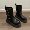 Botas de Caballero Maillard para Mujer 2026, Uso de Dos Maneras, Botines Cortos con Hebilla de Cinturón, Botas de Media Caña Estilo Británico, Botas de Motocicleta Vintage de Suela Gruesa