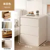 Mesita de Noche Estilo Crema Madera Maciza Hogar Dormitorio 2025 Nuevo Accesible Lujo Gama Alta Pequeño Gabinete de Mesita de Noche Gabinete de Almacenamiento