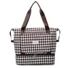 Bolsa de viagem grande capacidade dobrável xadrez pied-de-poule aguardando produção armazenamento de feriado bolsa de bagagem viagem simples bolsa de ombro atacado
