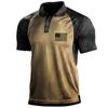 Estación Independiente de Amazon Explosiones Transfronterizas Hombres Exterior Bandera Americana 3D Digital Cuello Polo Camiseta Polo