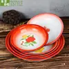 14-24cm Amarelo Nostálgico Tradicional Antigo Prato de Esmalte Prato para Espetinho de Fondue Restaurante com Tema Nostálgico Prato de Lanche Branco