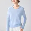 Suéter de Cachemira 100% Puro para Mujer Moda Otoño Invierno Pulóver con Capucha Sin Costuras Color Sólido Tejido Cálido Versátil