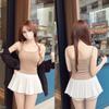 Camisola para mujer, sujetador de una pieza, ajustado, interior, exterior, copa fija, almohadilla para el pecho, parte inferior, top deportivo fino de verano