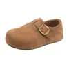 Mules Plataforma Retro de Camurça com Salto Alto e Solado Grosso Feminino Outono/Inverno Novos Versáteis Bico Redondo Totalmente Fechados Slip-on Sapatos Birkenstock