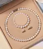 Collar de Perlas de Agua Dulce Naturales de Zhuji para Mujer Conjunto de Perlas Auténticas Cadena para Clavícula Regalo para Mamá Día de la Madre Venta al por Mayor