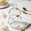 Garrafa de Vinho Branco em Forma de Cabaça, Jarra de Vidro para Água Fria, Grande Capacidade, Vidro Doméstico Resistente a Altas Temperaturas, Conjunto Trendy de Bebidas para Porção Individual, Jarra de Vinho