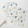 Traje de Fibra de Bambú con Mangas Tres Cuartos Pijamas para Niños Sección Delgada de Verano Traje de Dos Piezas de Ropa para Aire Acondicionado para Bebés Niños y Niñas