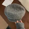 Boina de punto otoño e invierno para mujer, gorra de pintor vintage, gorra de lana de repartidor, cálida y versátil, hace que la cara se vea más pequeña