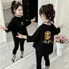 Camiseta de manga larga de algodón puro para niñas, nueva y elegante para primavera y otoño, camiseta básica versátil para niños, top de moda casual para niñas