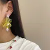 Brincos de Franja de Pérola e Flor Transparente Celebridade da Internet Chunshan para Mulheres Retro Francês Brincos de Fada Elegantes para Mulheres 549