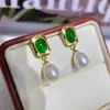 Joyería de Aguja de Plata S925 Verde Klein Piedra Natural con Forma Retro Francés 2025 Nueva Joyería