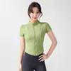 Camiseta de Manga Corta Color Nude con Cremallera Ropa de Fitness Ropa de Ciclismo para Mujer Top de Verano para Deportes al Aire Libre Yoga Pilates Entrenamiento