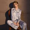 Pijama Ruso Oversize de Jungla Manga Larga Gama Alta Otoño e Invierno Seda de Hielo Cómodo Conjunto de Ropa de Casa
