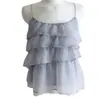 Comércio exterior de roupas femininas, novo estilo coreano Dongdaemun, slim fit, que valoriza a silhueta, sem mangas, elegante, versátil, top de chiffon ondulado em camadas