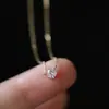 Collar Clásico de un Solo Diamante en Plata de Ley S925 Nalan, Cadena para Clavícula de un Solo Diamante Seis Garras Súper Brillante, Modelo Popular de Transmisión en Vivo Y01539