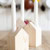 Portavelas de Madera Casual y Creativo Regalo Boda Hogar Restaurante Occidental Tronco Madera Sólida Portavelas Artesanías Adornos