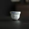 Taza de Té de Calabaza de Bambú Azul y Blanco Pintada a Mano de las Dinastías Tang y Song, Juego de Té Kung Fu, Taza de Cerámica para Degustación Doméstica, Taza Individual para Beber Té