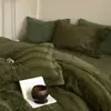 Sensación de Gato Peludo Piel Sintética de Conejo Terciopelo de Leche Juego de Cuatro Piezas Otoño e Invierno Espesor Calidez Funda de Edredón de Franela Sábana Plana Sábana Ajustable Ropa de Cama