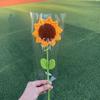Ornamentos de buquê artesanal flor artificial de girassol de crochê flor de lã acabada fazendo presente de presente criativo de girassol